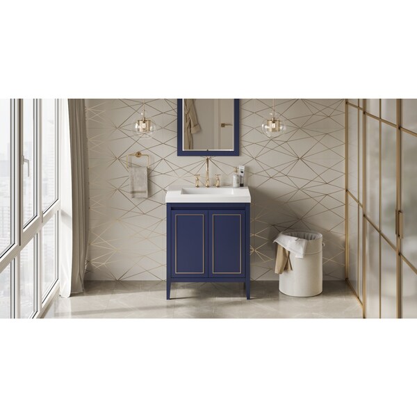 Jeffrey Alexander 30In. Hale Blue Percival Vanity, Lavante Cultured Marble Vessel Vanity Top, Intgrtd Rctngl Bowl VKITPER30BLLAR - main